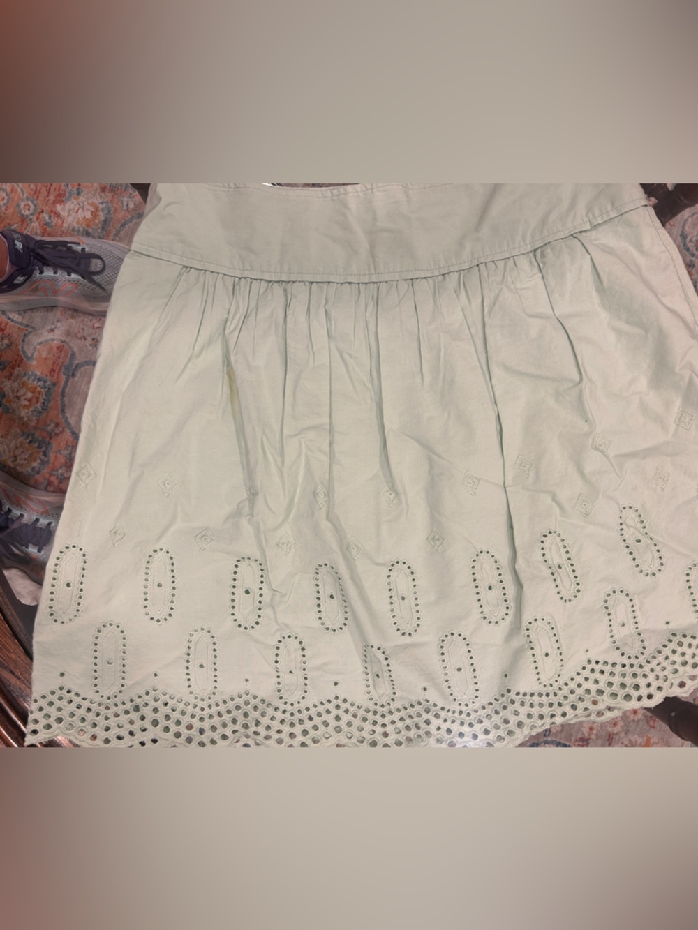 LOFT Light Mint Eyelet A-Line Skirt